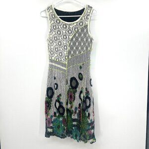 Cativa Multicolor Mesh Lace overlay Asymmetrical Sleeveless Dress Women's Small